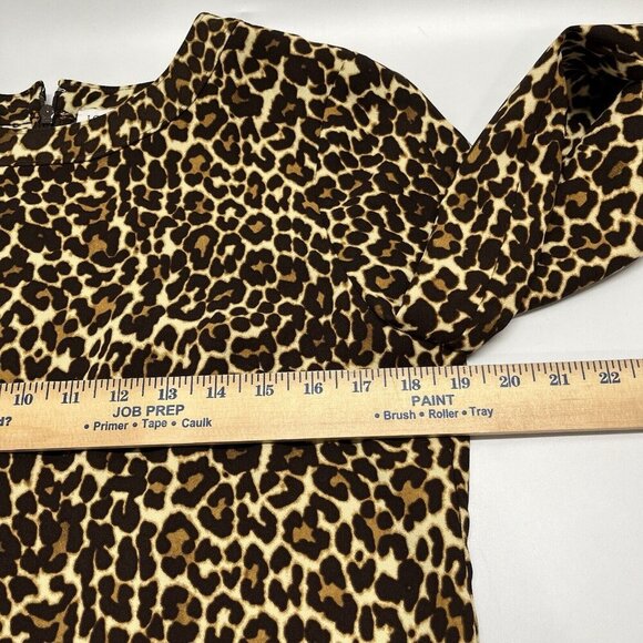 J. Crew Leopard Print Shift Dress Womens Size 8 Lagenlook Mobwife - Picture 13 of 16